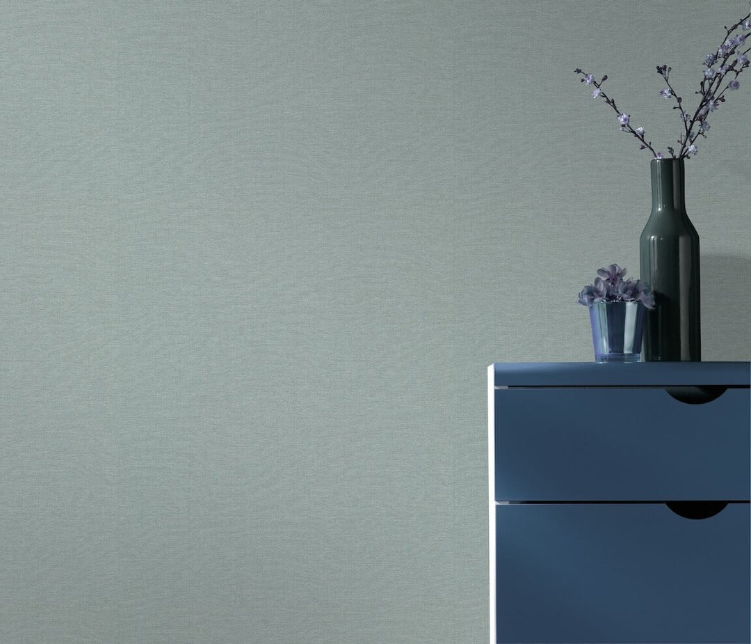 Erismann Serenity Linen Texture Teal Wallpaper