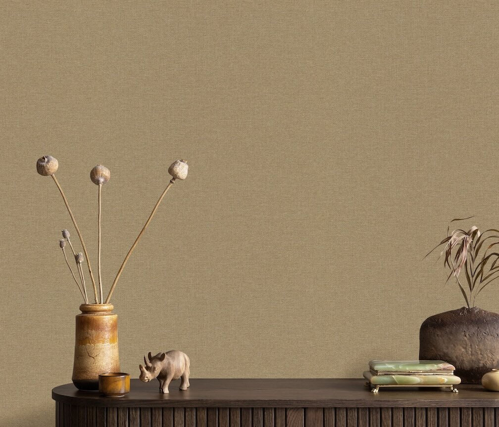 Erismann Serenity Linen Texture Old Gold Wallpaper