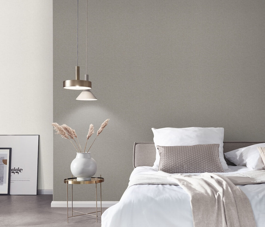 Erismann Serenity Linen Texture Taupe/Grey Wallpaper