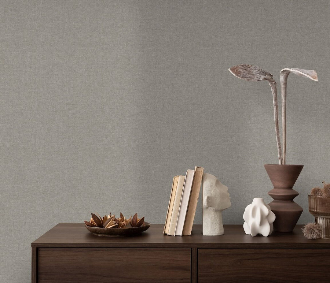 Erismann Serenity Linen Texture Taupe/Grey Wallpaper