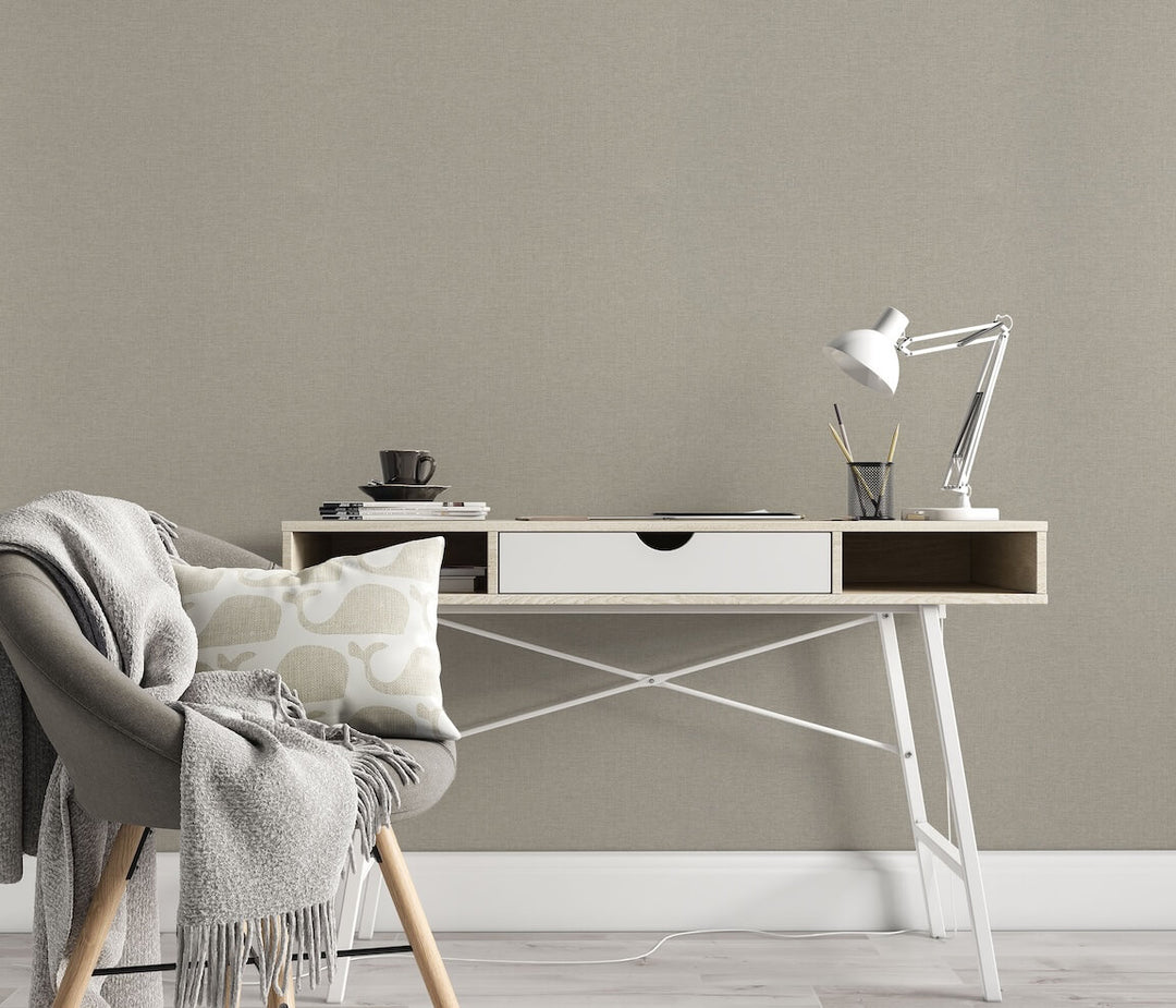 Erismann Serenity Linen Texture Taupe Wallpaper