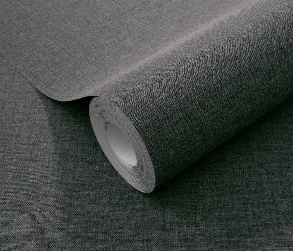 Erismann Serenity Linen Texture Black Wallpaper