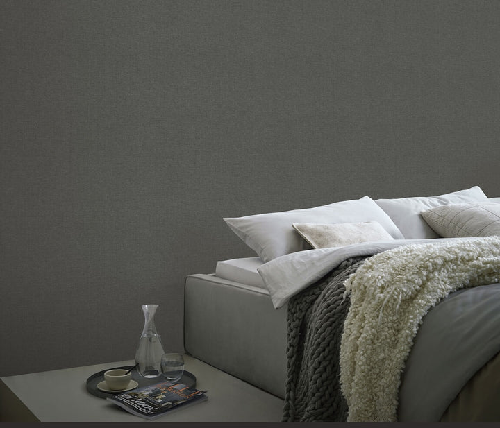 Erismann Serenity Linen Texture Black Wallpaper