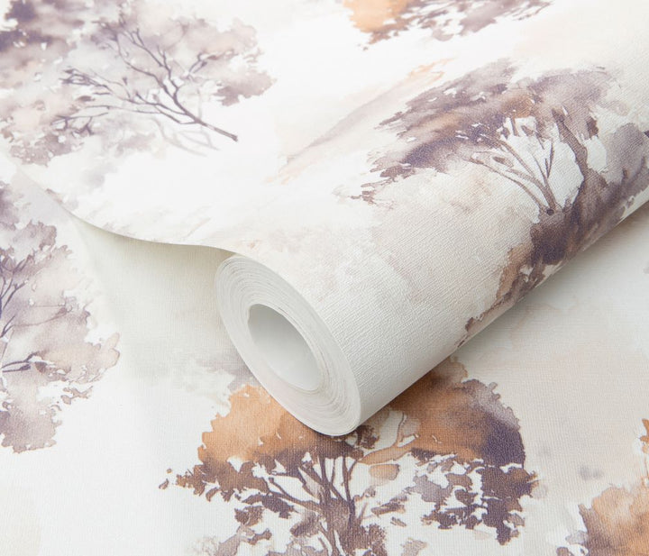 Erismann Lightwood Tree Brown Orange Wallpaper