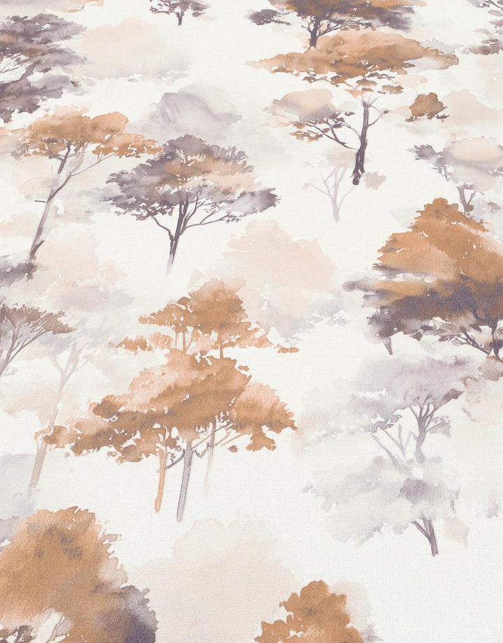 Erismann Lightwood Tree Brown Orange Wallpaper
