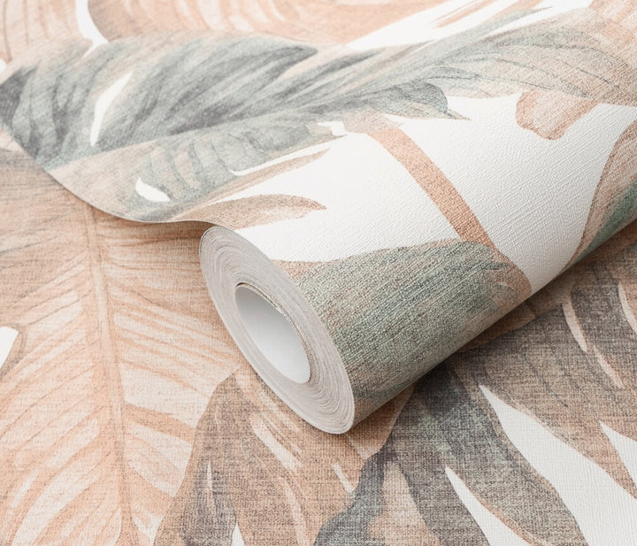 Erismann Mistry Monstera Leaves Brown Wallpaper