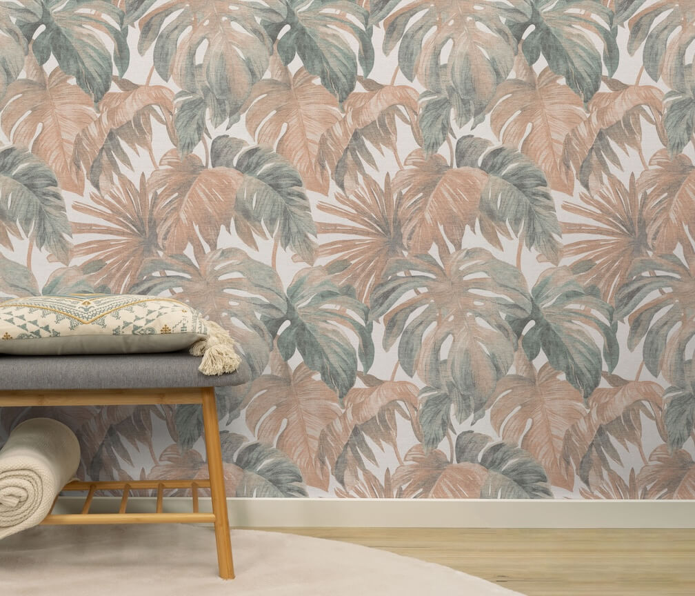 Erismann Mistry Monstera Leaves Brown Wallpaper