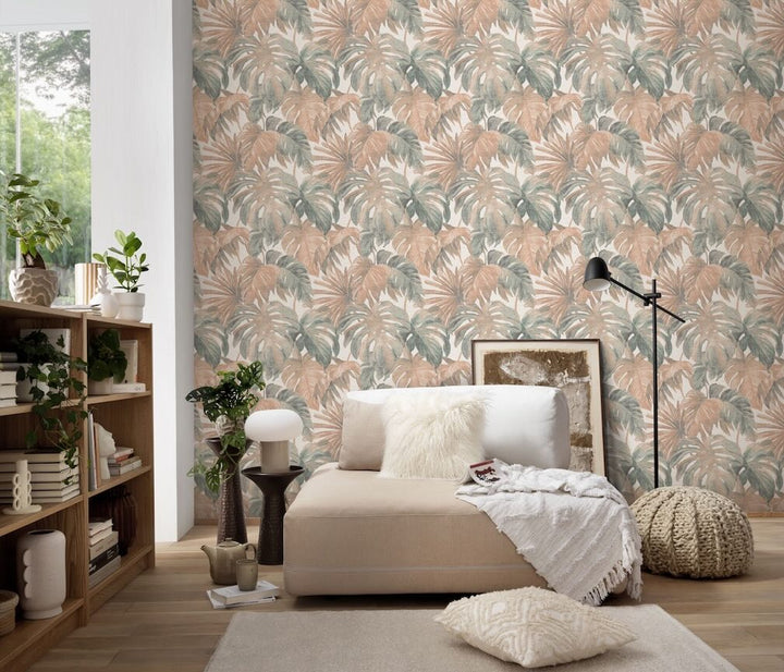 Erismann Mistry Monstera Leaves Brown Wallpaper