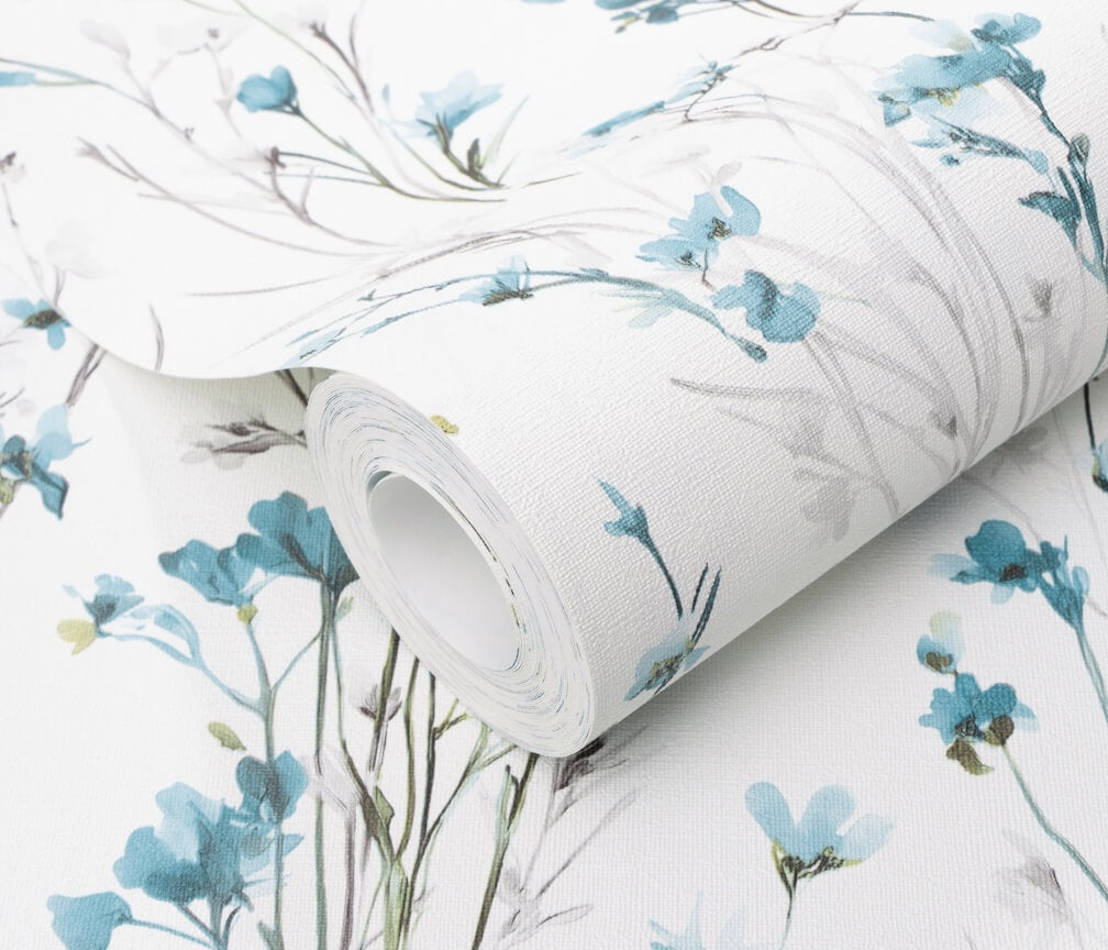 Erismann Bright Meadow Flower Turquoise Wallpaper
