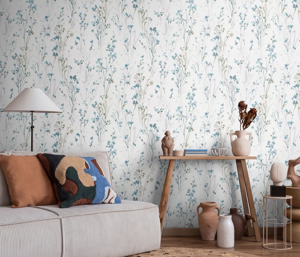 Erismann Bright Meadow Flower Turquoise Wallpaper