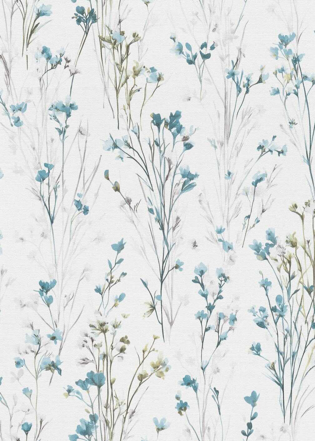 Erismann Bright Meadow Flower Turquoise Wallpaper