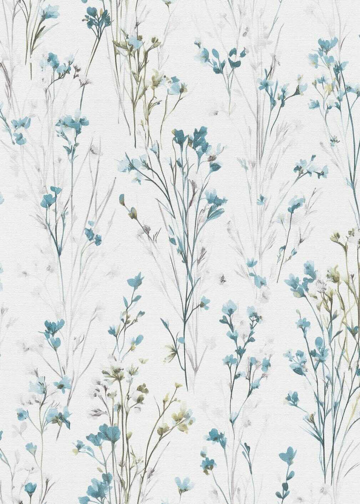 Erismann Bright Meadow Flower Turquoise Wallpaper