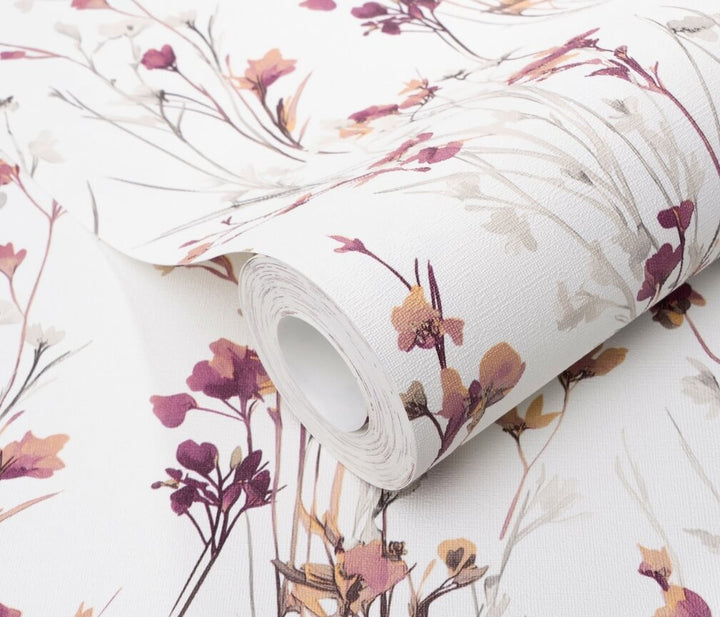 Erismann Bright Meadow Flower Purple Wallpaper