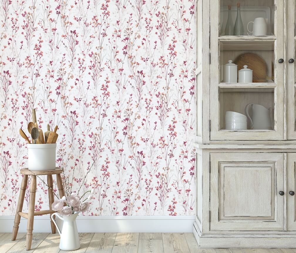 Erismann Bright Meadow Flower Purple Wallpaper