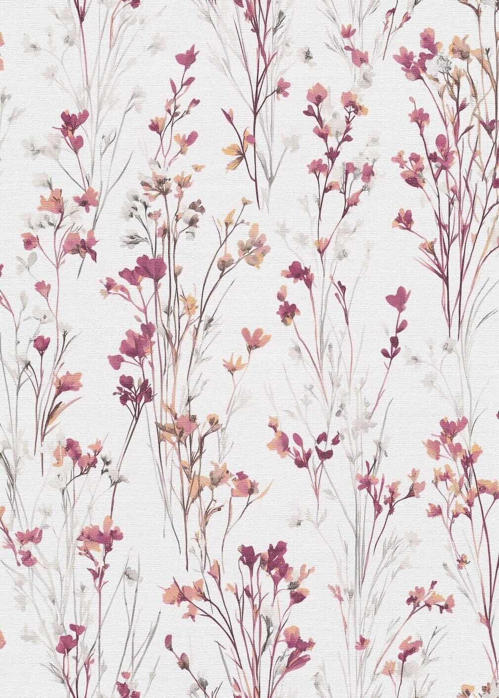 Erismann Bright Meadow Flower Purple Wallpaper