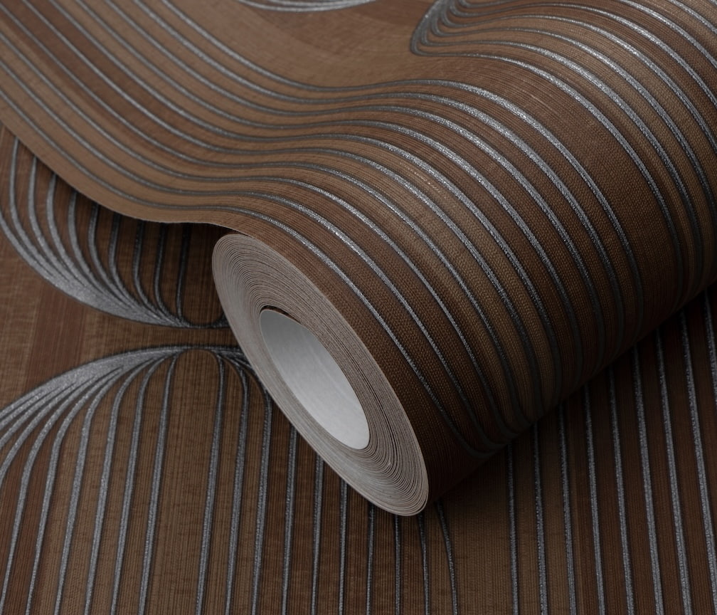 ELLE Decoration Orbit Lines Brown Wallpaper