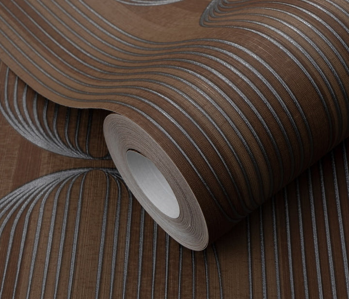 ELLE Decoration Orbit Lines Brown Wallpaper