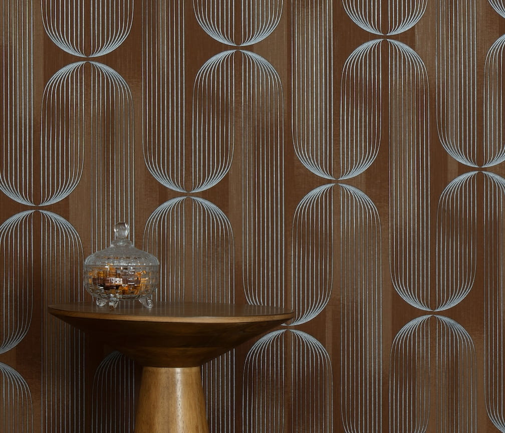 ELLE Decoration Orbit Lines Brown Wallpaper