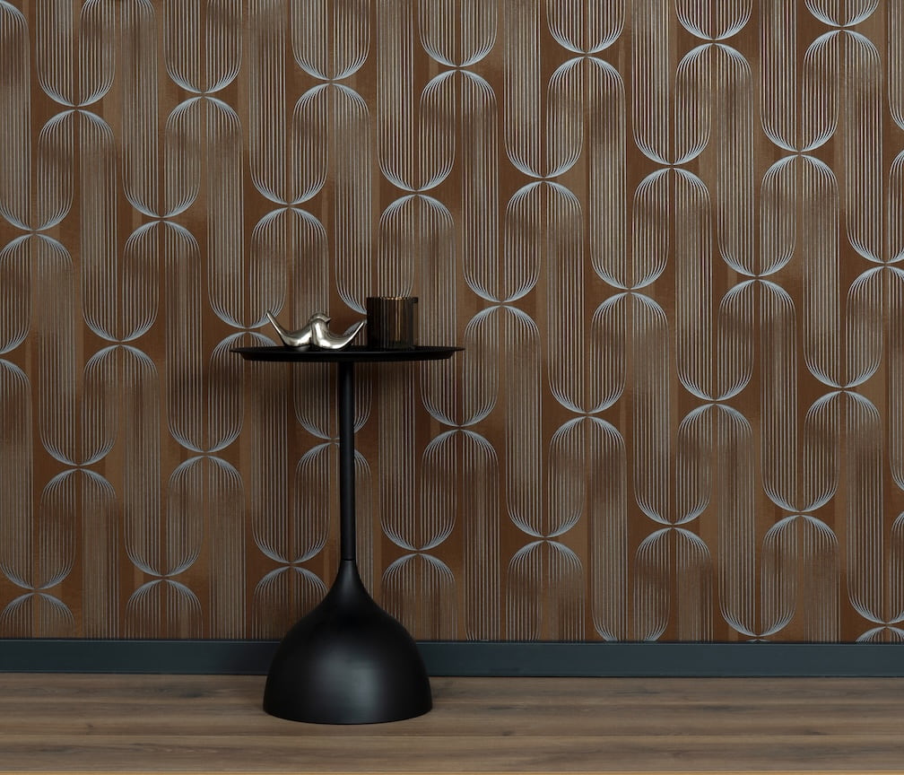 ELLE Decoration Orbit Lines Brown Wallpaper