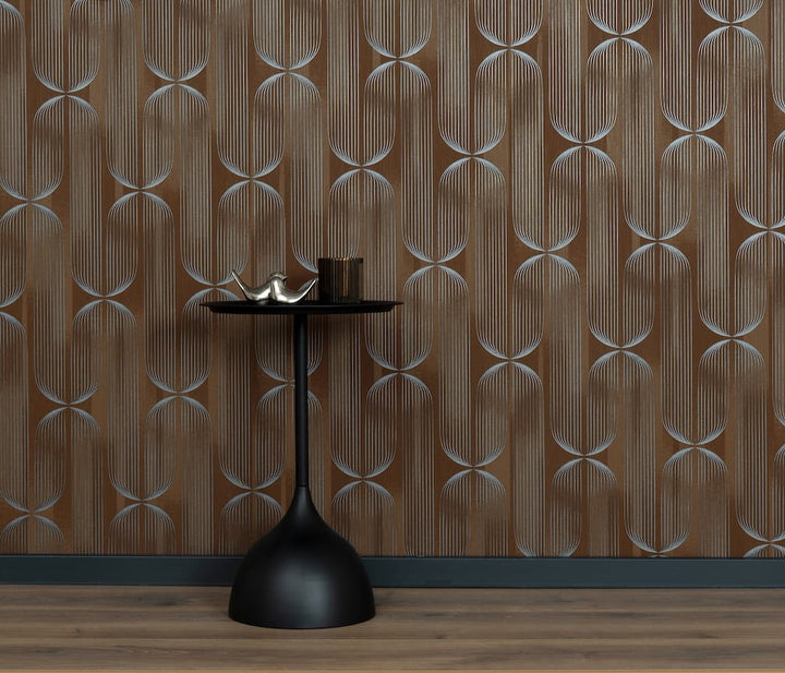 ELLE Decoration Orbit Lines Brown Wallpaper