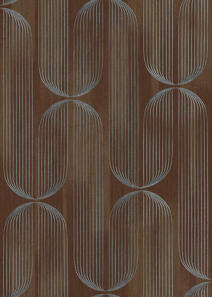 ELLE Decoration Orbit Lines Brown Wallpaper