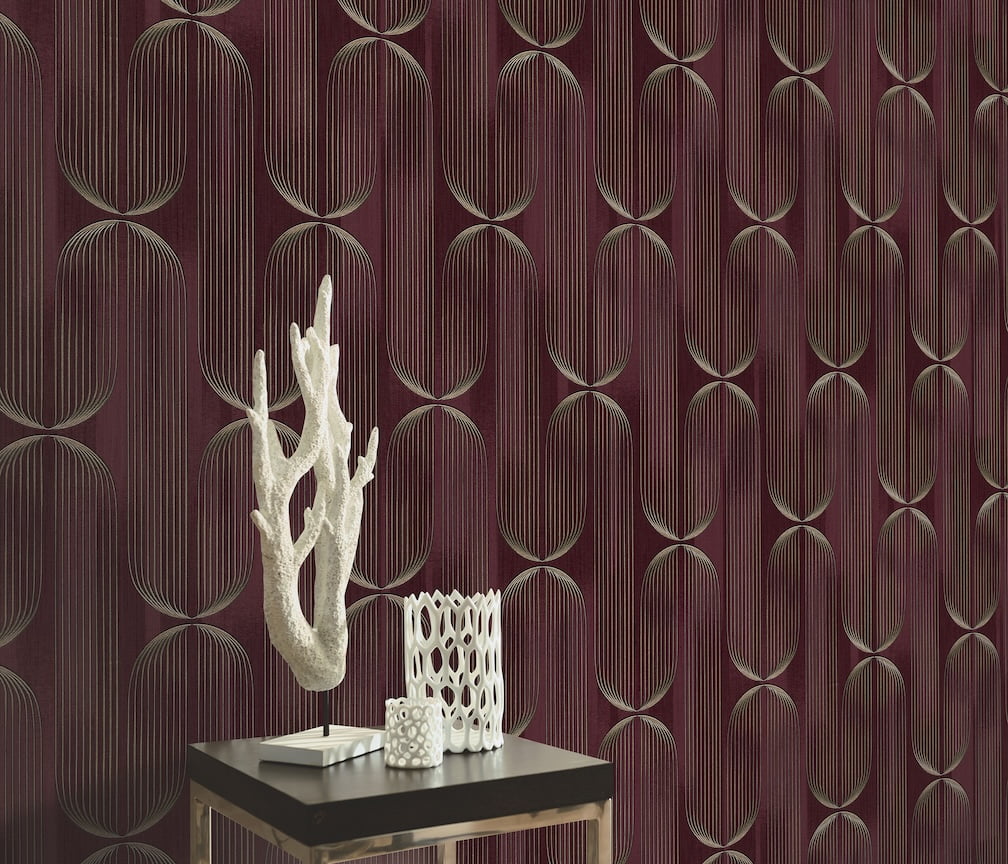 ELLE Decoration Orbit Lines Purple Wallpaper
