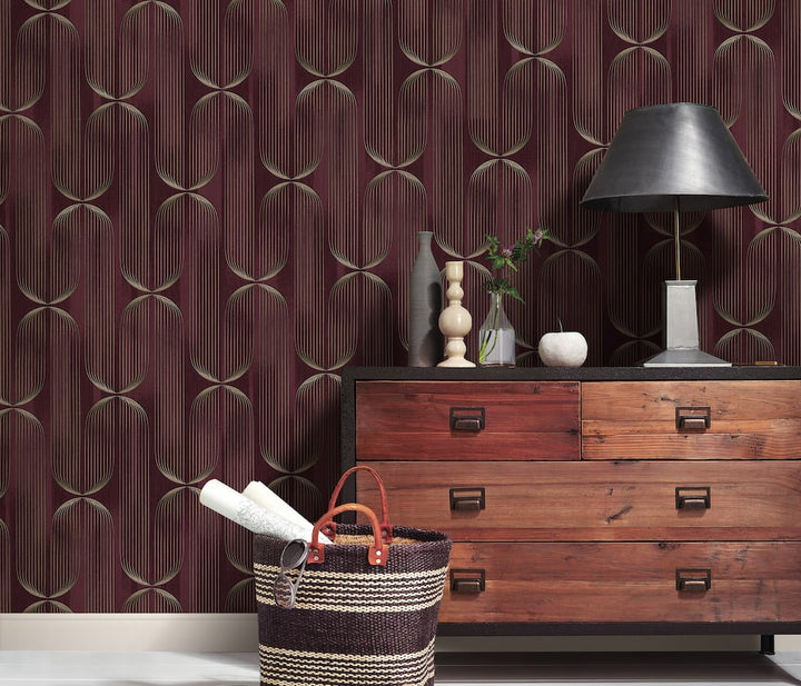 ELLE Decoration Orbit Lines Purple Wallpaper