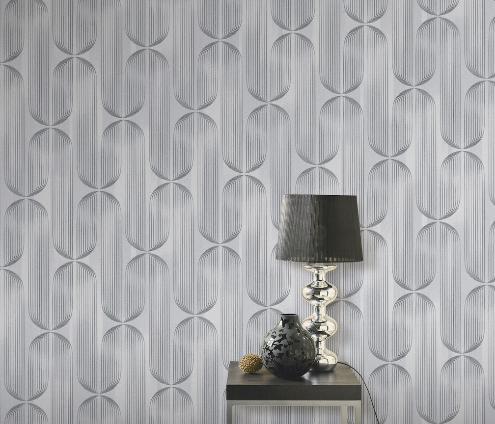 ELLE Decoration Orbit Lines Silver Wallpaper