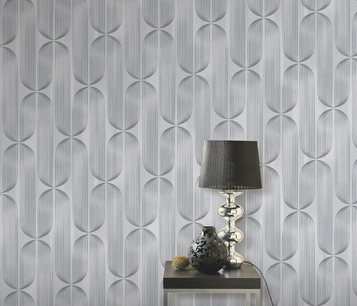 ELLE Decoration Orbit Lines Silver Wallpaper