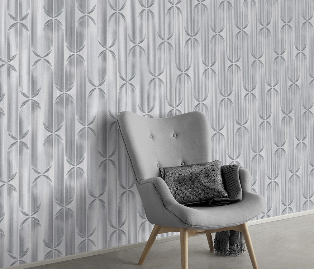 ELLE Decoration Orbit Lines Silver Wallpaper