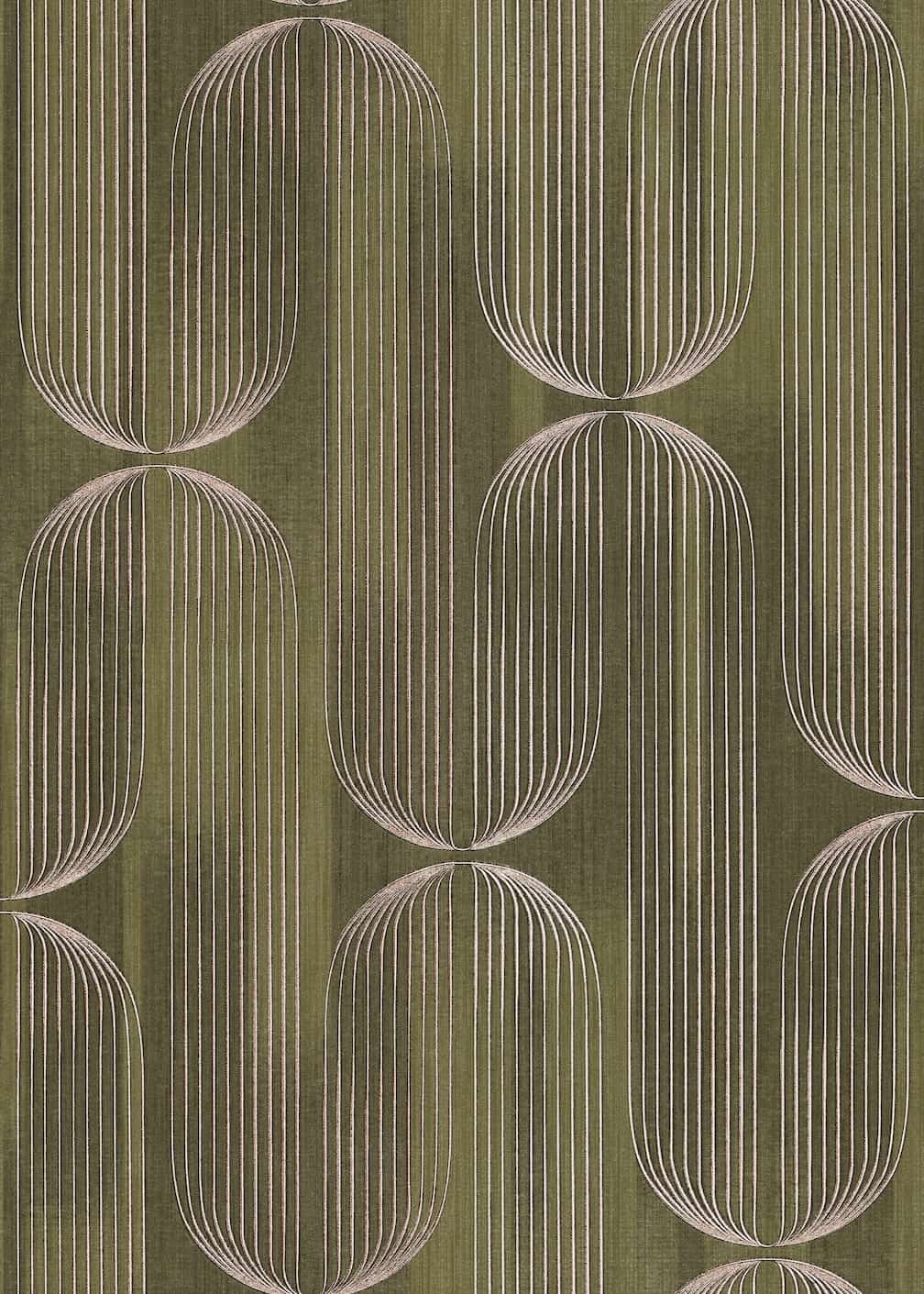 ELLE Decoration Orbit Lines Olive Wallpaper