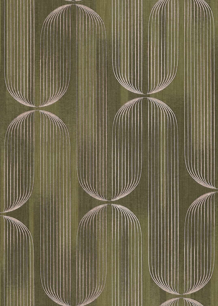 ELLE Decoration Orbit Lines Olive Wallpaper