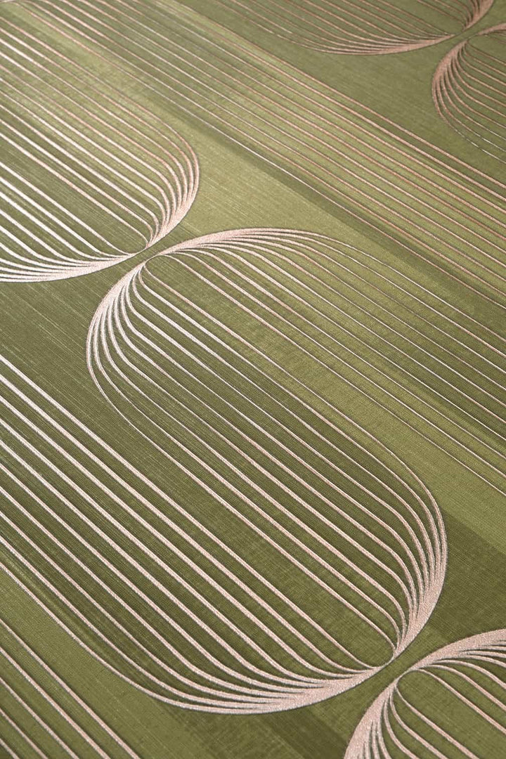 ELLE Decoration Orbit Lines Olive Wallpaper