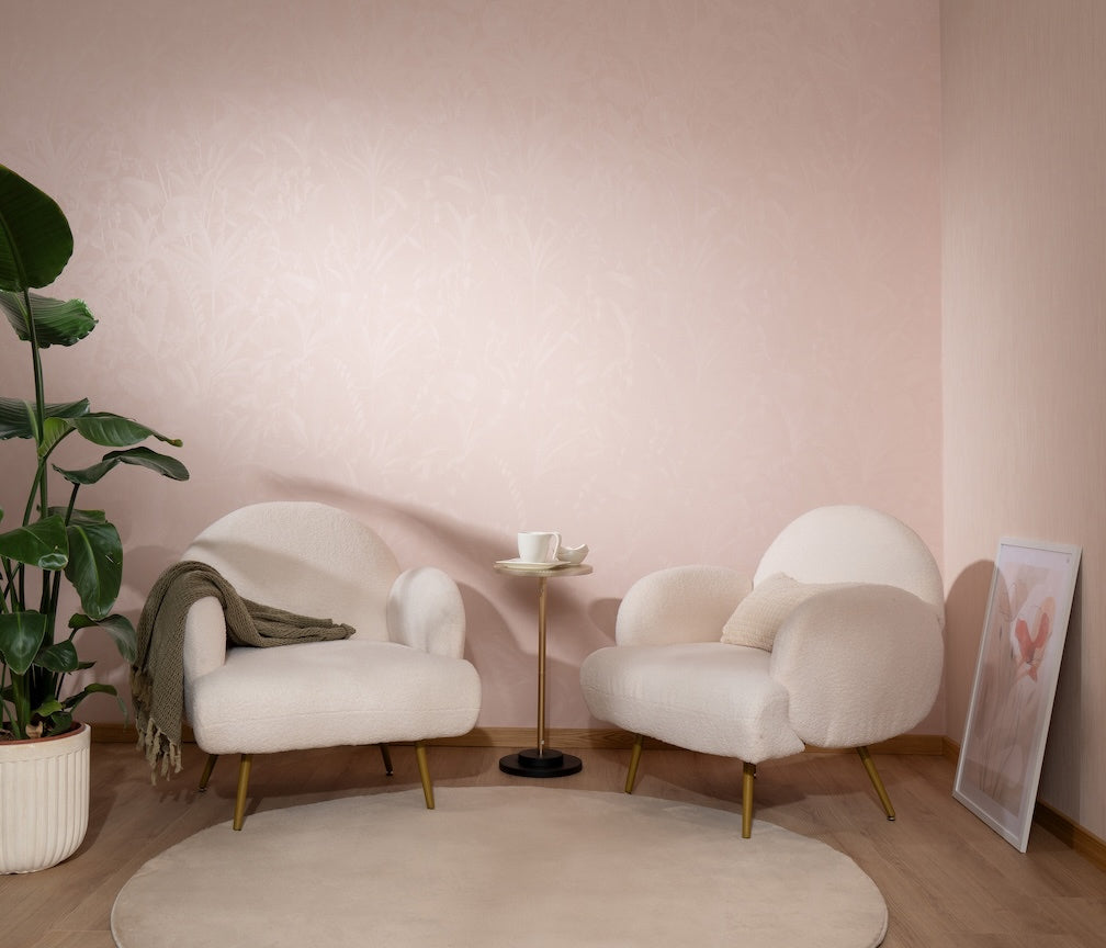 ELLE Decoration Floral Echo Leaves Pink Wallpaper