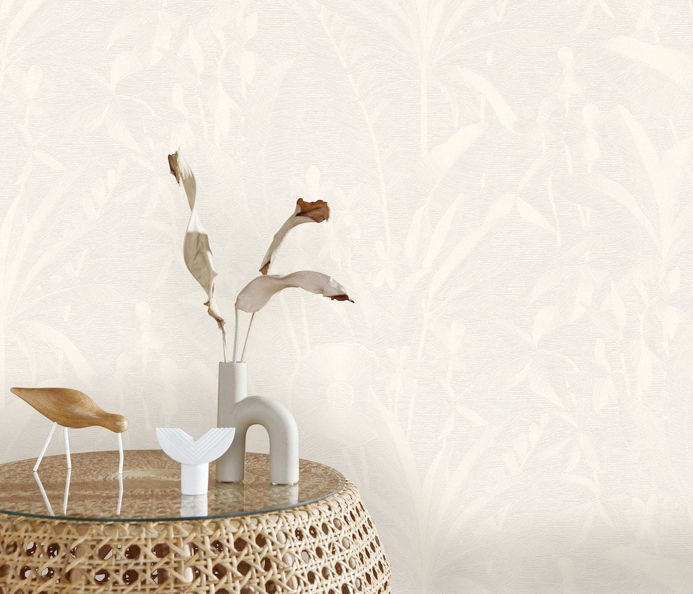 ELLE Decoration Floral Echo Leaves Cream Wallpaper