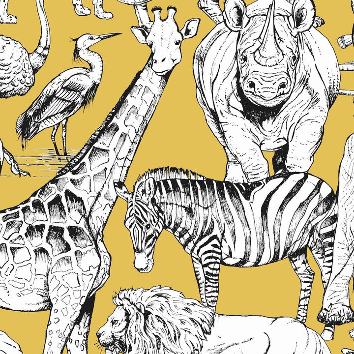 Superfresco Easy Jungle Animals Jaune Wallpaper