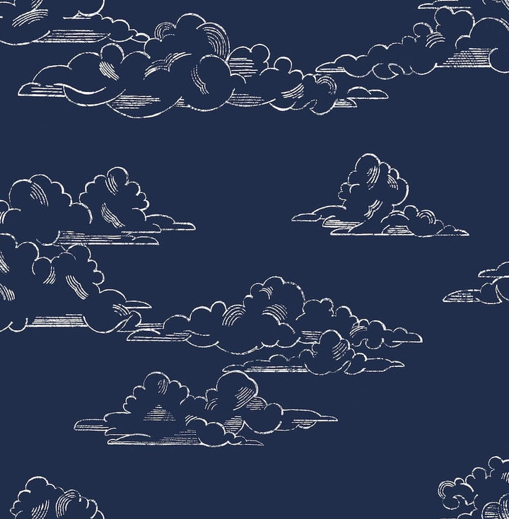 Superfresco Vintage Clouds Navy Wallpaper
