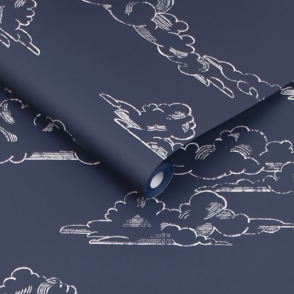 Superfresco Vintage Clouds Navy Wallpaper