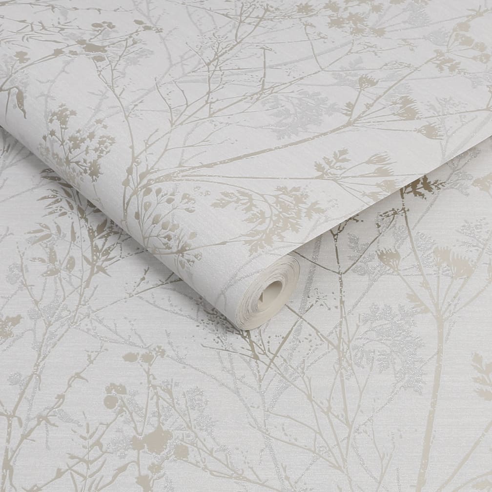 Hedegrow Grey Pale Gold Wallpaper