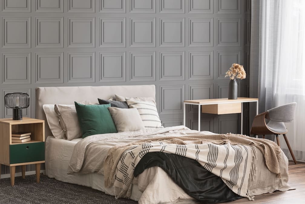 Fresco Wood Panel Grey Wallpaper