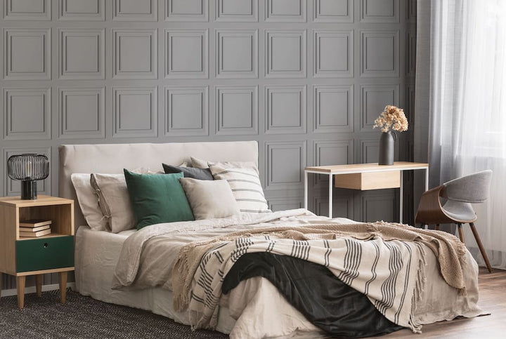 Fresco Wood Panel Grey Wallpaper
