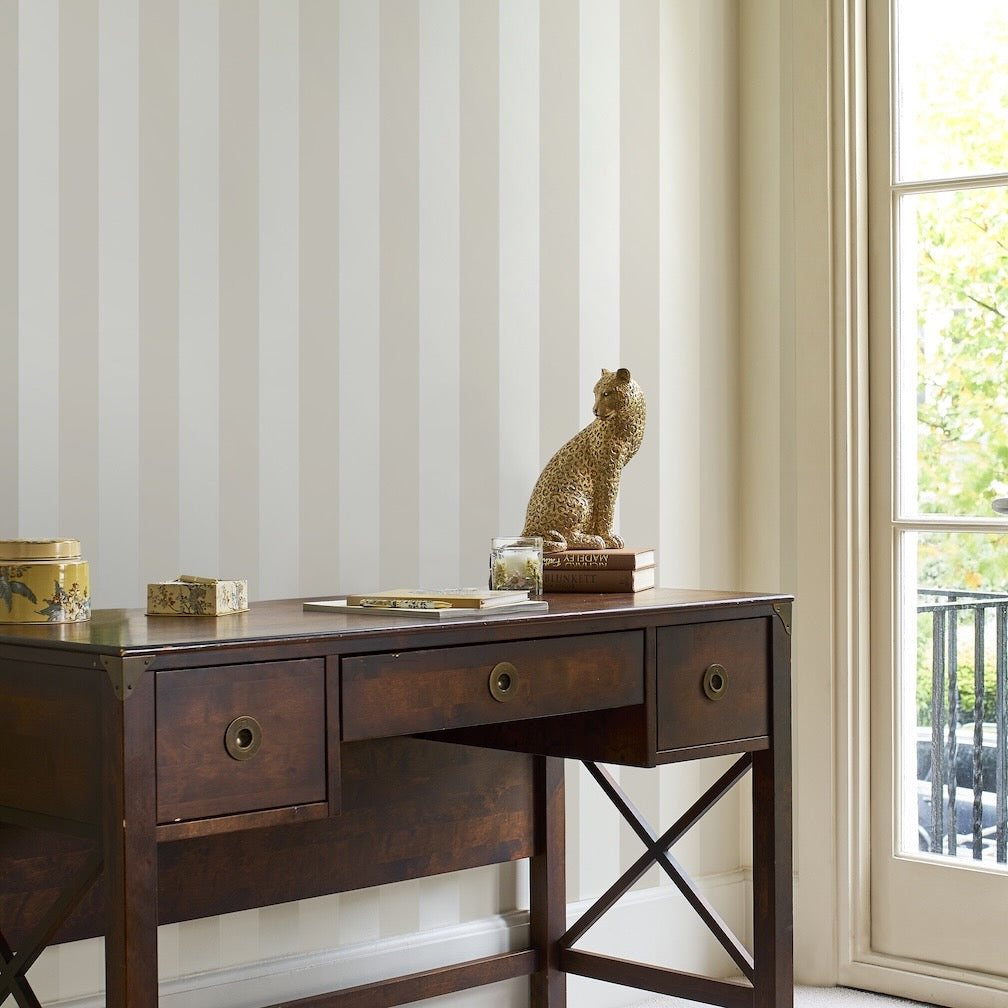 Laura Ashley Lille Pearlescent Stripe Linen Wallpaper
