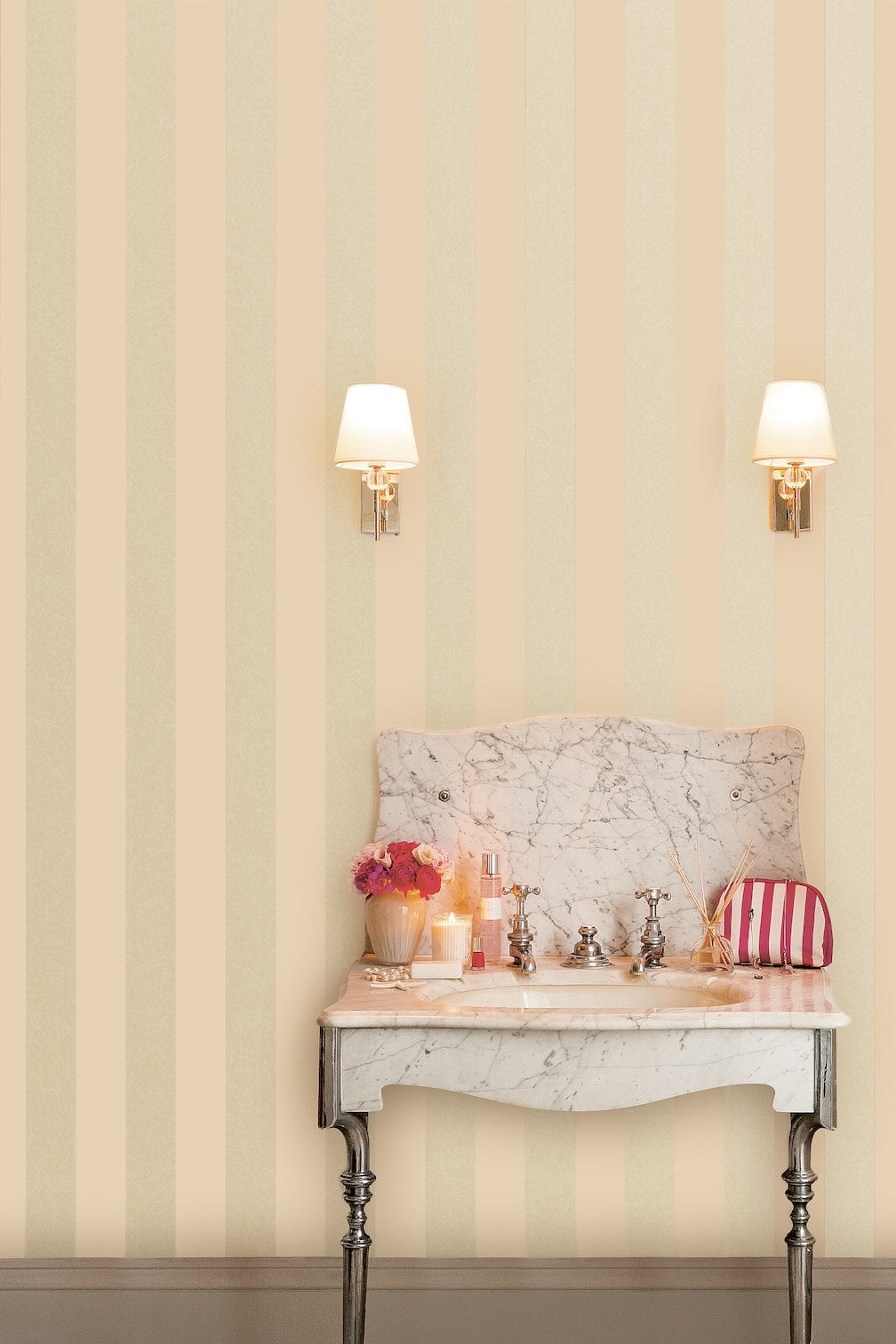 Laura Ashley Lille Pearlescent Stripe Linen Wallpaper