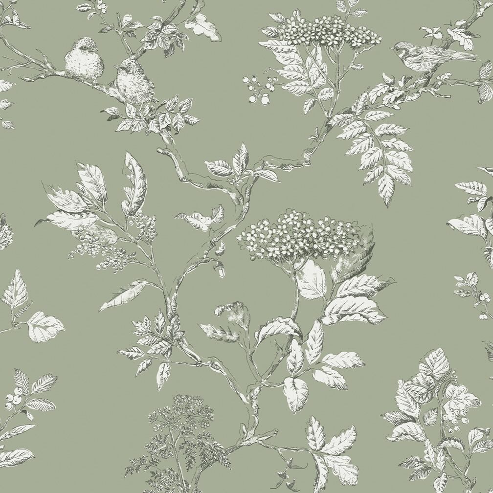 Laura Ashley Elderwood Sage Wallpaper