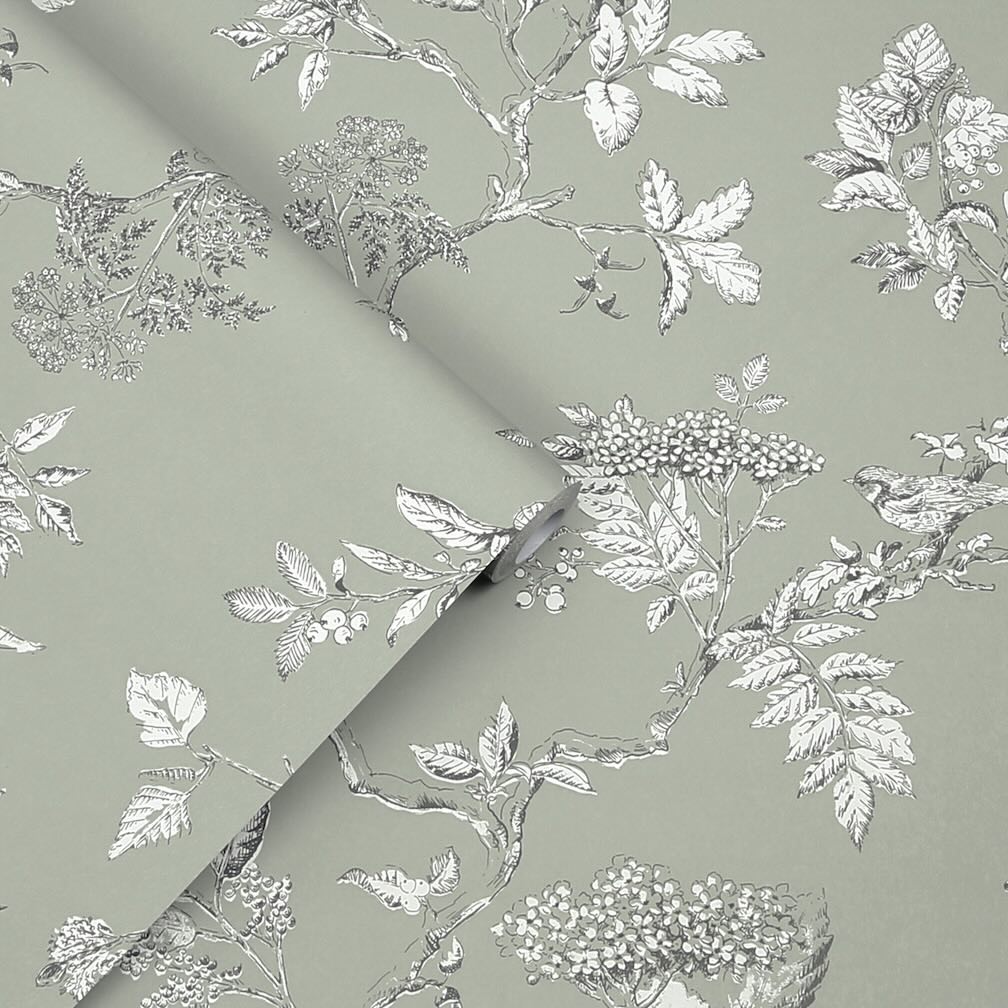 Laura Ashley Elderwood Sage Wallpaper
