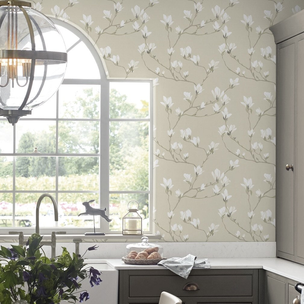 Laura Ashley Magnolia Grove Natural Wallpaper
