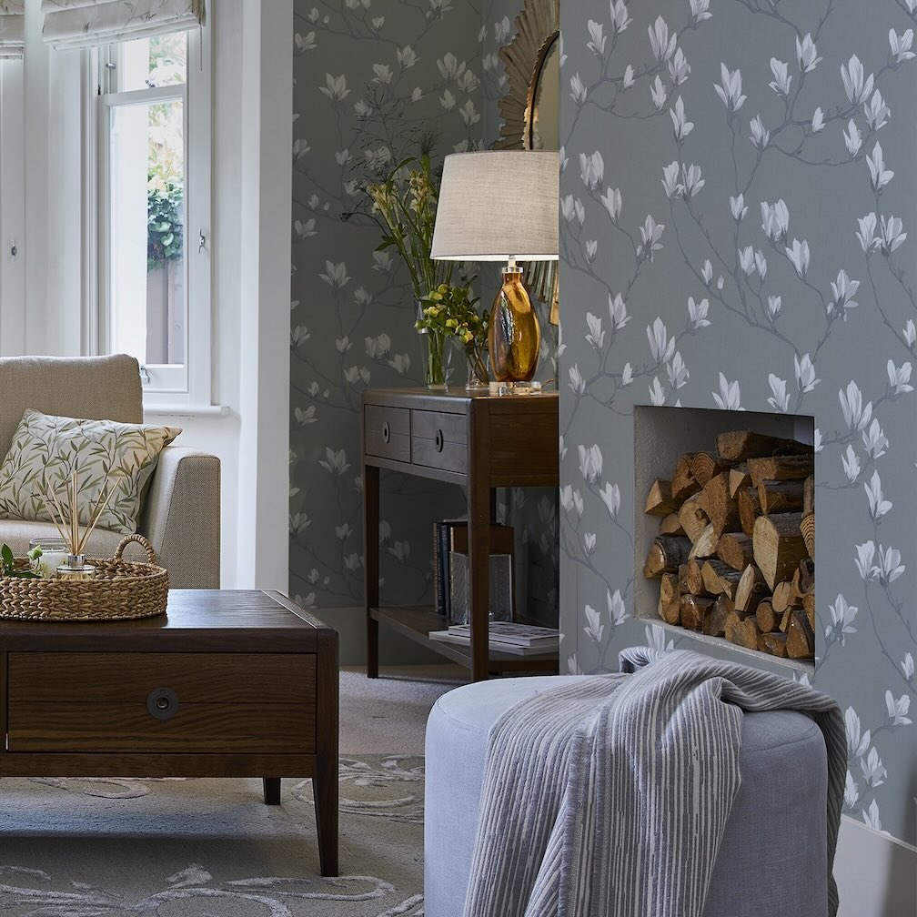 Laura Ashley Magnolia Grove Slate Wallpaper