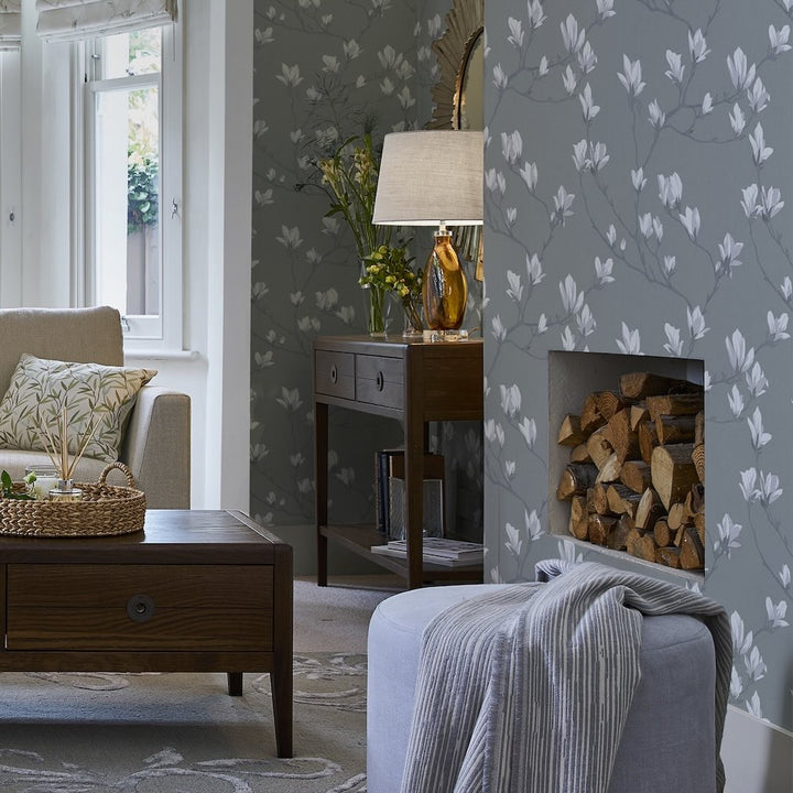 Laura Ashley Magnolia Grove Slate Wallpaper