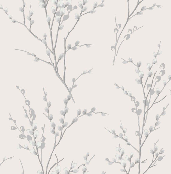 Laura Ashley Pussy Willow Off White and Steel Wallpaper