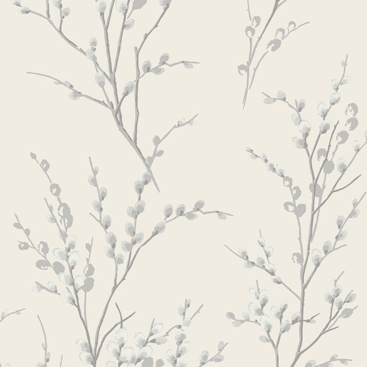 Laura Ashley Pussy Willow Off White and Steel Wallpaper